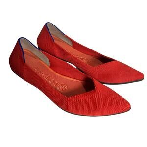 Rothys The Point Pointed Toe Flat Red Size 6 Sustainable Recycled Knit Washable